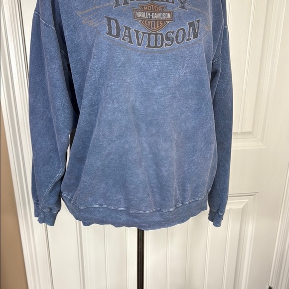 Grand Canyon Harley-Davidson Men's Washed Blue Crewneck Sweater Sz L - Picture 3 of 10